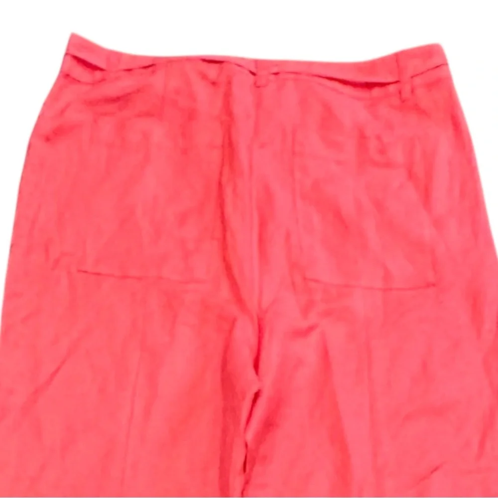 NWOT LOFT Size 12 Coral Linen-Viscose Blend Straight Pants Pockets - Picture 5 of 9